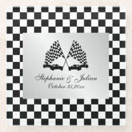 Posavasos De Vidrio Indicador Race Cars Checker