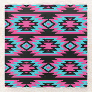 Posavasos De Vidrio Indio étnico-americano: Motivos aztecos.