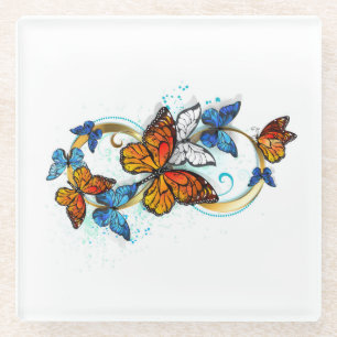 Posavasos De Vidrio Infinidad de Mariposas Monarca