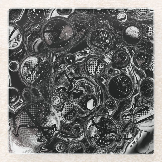 Posavasos De Vidrio Infinito blanco y negro (Anverso)