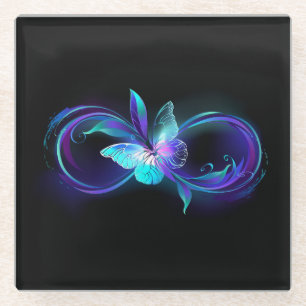 Posavasos De Vidrio Infinito brillante con mariposa mágica