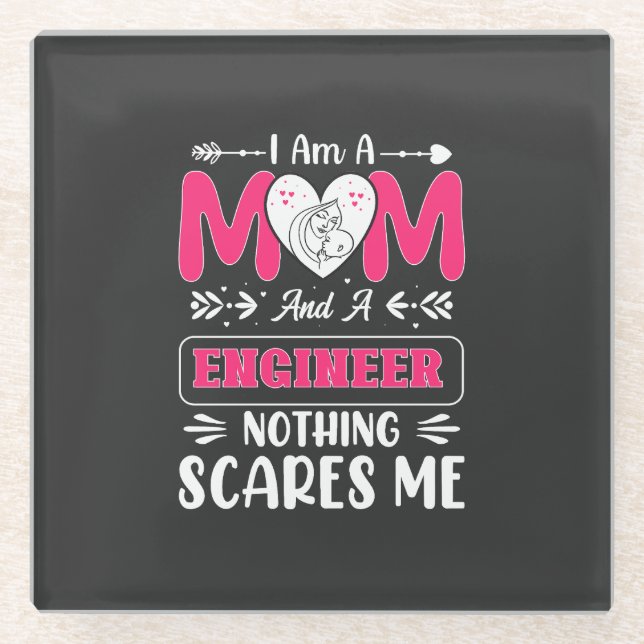 Posavasos De Vidrio Ingeniera divertida mamá, ingeniera mamá (Anverso)