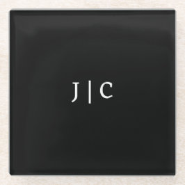 Posavasos De Vidrio Iniciales personalizados Monograma Minimalista Mod
