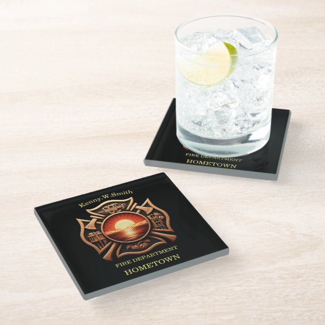 Posavasos De Vidrio Insignia de honor de los departamentos de bomberos (Angular)
