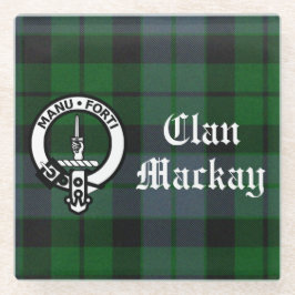 Posavasos De Vidrio Insígnia de la Cresta del Clan Mackay y Tartán Per