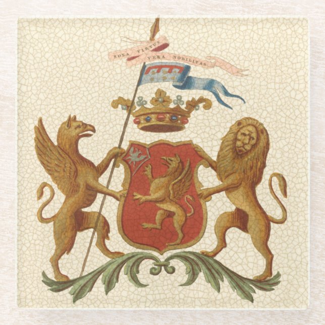 Posavasos De Vidrio Insignia estadista con Griffin y León (Anverso)
