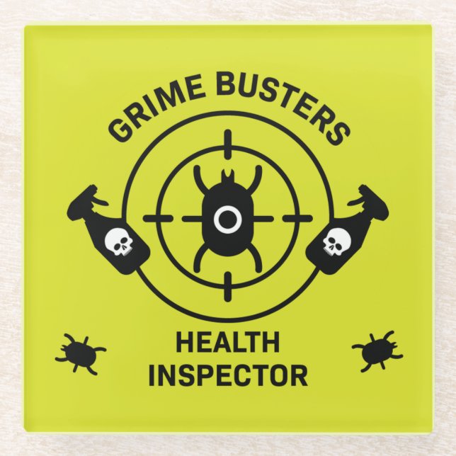 Posavasos De Vidrio Inspector de salud (Anverso)