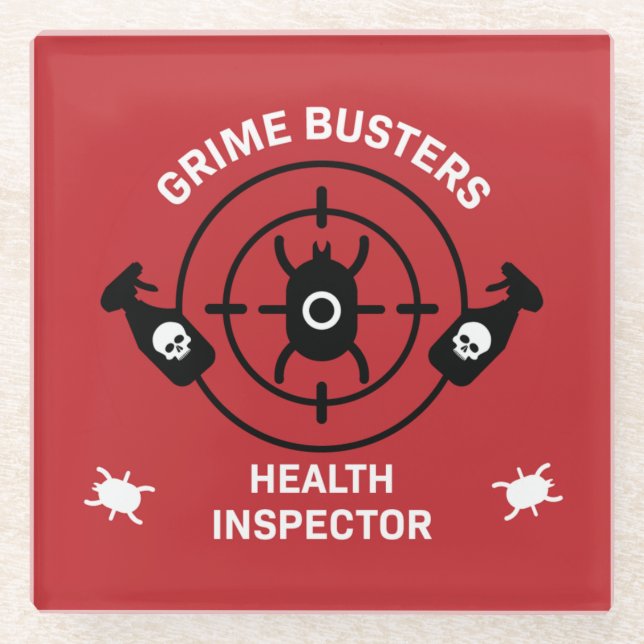 Posavasos De Vidrio Inspector de salud (Anverso)
