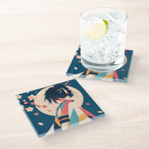 Posavasos de vidrio inspirado en anime coleccionab