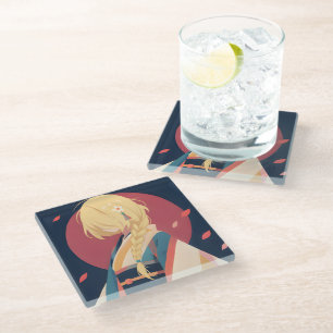 Posavasos de vidrio inspirado en anime coleccionab