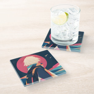 Posavasos de vidrio inspirado en anime coleccionab