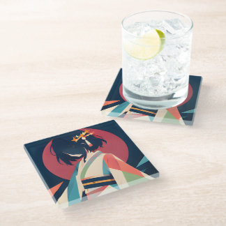 Posavasos de vidrio inspirado en anime coleccionab