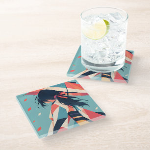 Posavasos de vidrio inspirado en anime coleccionab