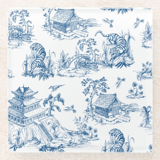 Posavasos De Vidrio Inspirado por Asia (Anverso)