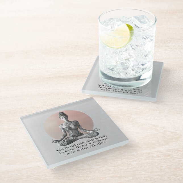 Posavasos De Vidrio Instructor de Meditación de Yoga Reiki Master Lotu (Angular)