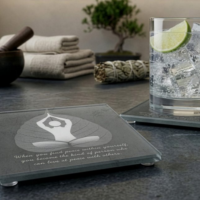 Posavasos De Vidrio Instructor de Yoga Meditación Pose Hoja de Bodhi C (Subido por el creador)