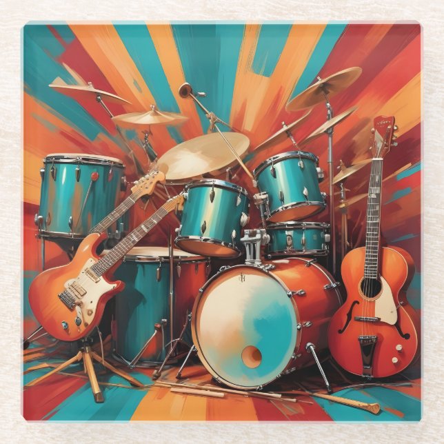Posavasos De Vidrio Instrumentos musicales (Anverso)