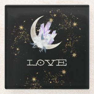 Posavasos De Vidrio *~* INTENCIÓN AMOR A LA Luna de Cristal Celeste O