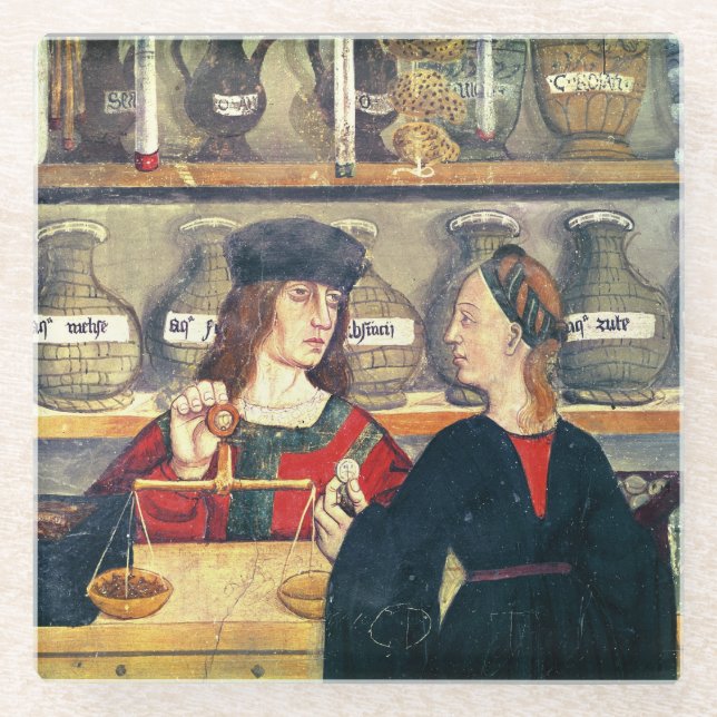 Posavasos De Vidrio Interior de una farmacia (Anverso)