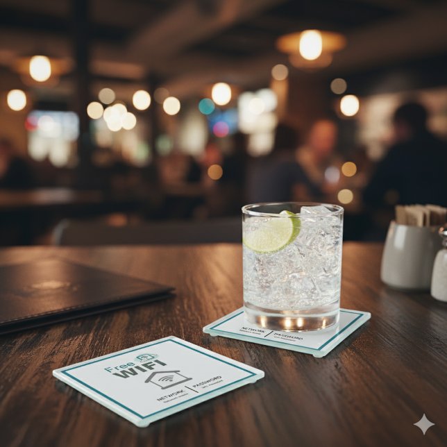 Posavasos De Vidrio Internet WIFI Minimalista Verde (Subido por el creador)