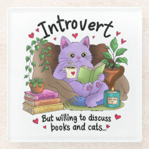 Posavasos De Vidrio Introvertido pero dispuesto a hablar de libros y g
