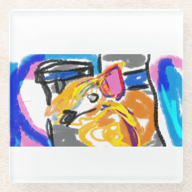 Posavasos De Vidrio Inu shiba en la ciudad (Anverso)