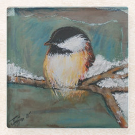 Posavasos De Vidrio Invierno de la pintura de pollo lindo