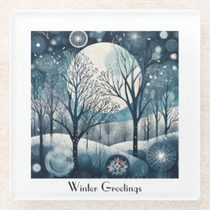 Posavasos De Vidrio Invierno escandinavo, personalizable