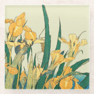 Posavasos De Vidrio Iris Saltamontes de Hokusai: Impresión Vintage Jap