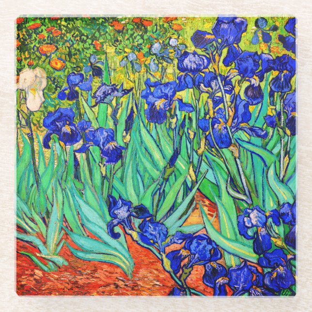 Posavasos De Vidrio Irises de Vincent Van Gogh (Anverso)