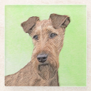 Posavasos De Vidrio Irish Terrier Painting - Cute Original Dog Art