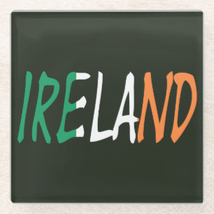 Posavasos De Vidrio Irlanda sobre la bandera irlandesa Glass Coaster c