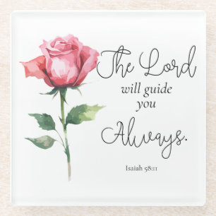 Posavasos De Vidrio Isaiah 58:11 Biblia de graduación de flores Verse
