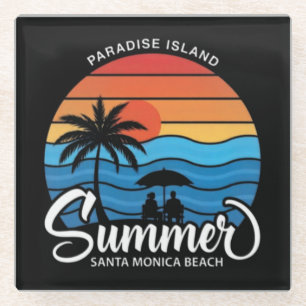 Posavasos De Vidrio Isla del Paraíso Playa Santa Mónica-35307