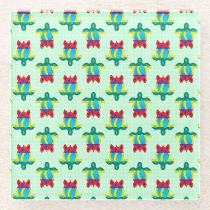 Posavasos De Vidrio Isla Rasta Colores Tortuga Tribal