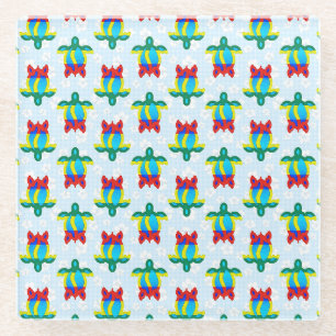 Posavasos De Vidrio Isla Rasta Colores Tribal Tortuga Floral