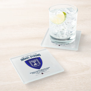 Posavasos De Vidrio Israel fuerte - Am Yisrael Chai