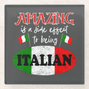 Posavasos De Vidrio Italia asombrosa Orgullo italiano gracioso humor s