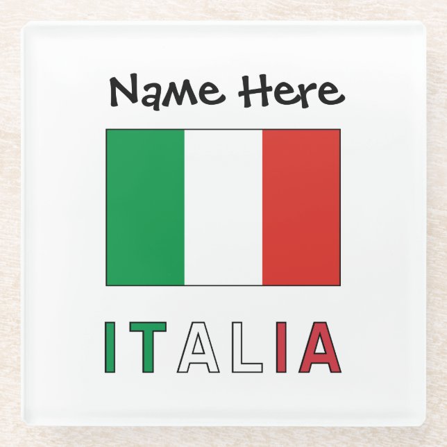 Posavasos De Vidrio Italia Bandeira Italiana personalizada (Anverso)