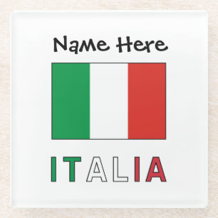 Posavasos De Vidrio Italia Bandera Italiana Personalizada 