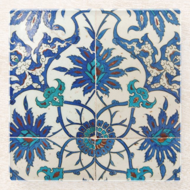 Posavasos De Vidrio Iznik Tiles Blue (Anverso)