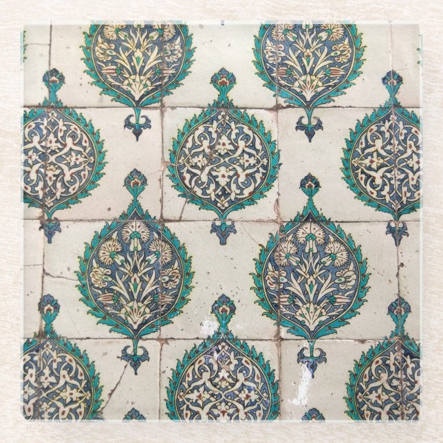Posavasos De Vidrio Iznik Tiles Green (Anverso)