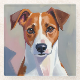 Posavasos De Vidrio Jack Russell Terrier | Pintura de perro mascota