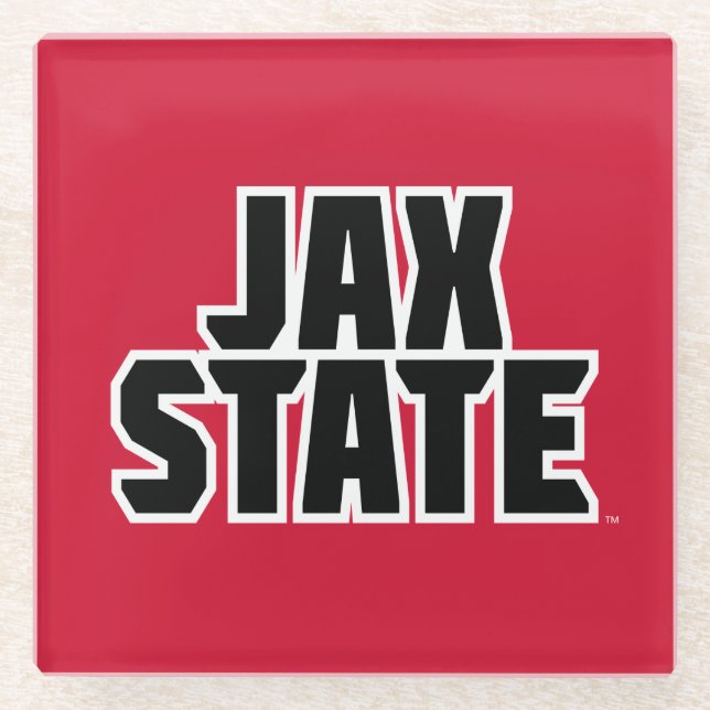 Posavasos De Vidrio Jacksonville State University JAX STATE Bold Texto (Anverso)