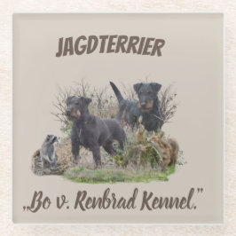 Posavasos De Vidrio Jagdterrier, Bo contra Renbrad Kennel". Pegatina P
