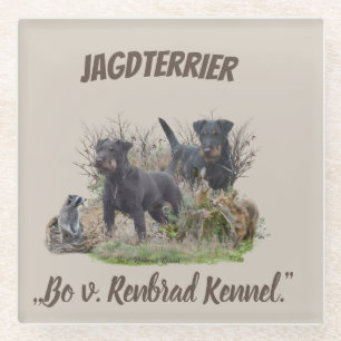 Posavasos De Vidrio Jagdterrier, Bo contra Renbrad Kennel". Pegatina P