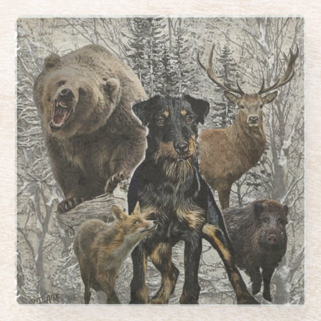 Posavasos De Vidrio Jagdterrier, querida bestia contra Renbrad Paperwe (Anverso)