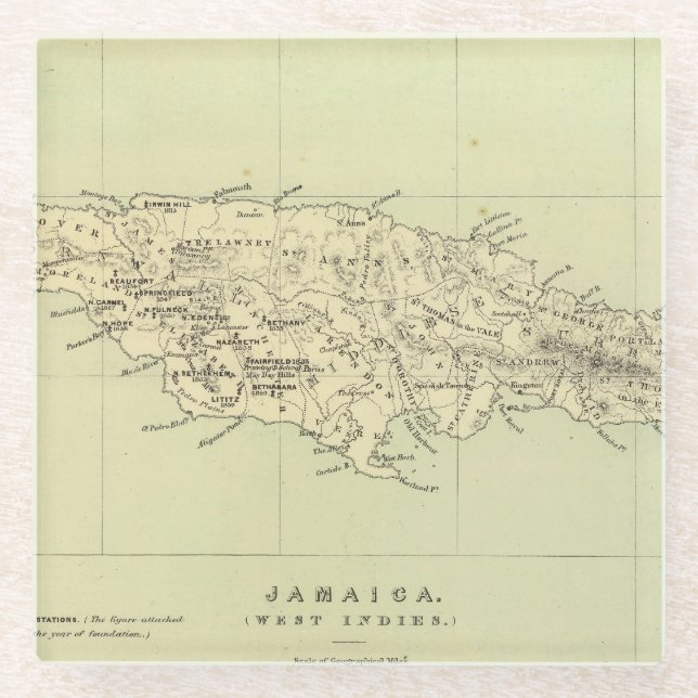 Posavasos De Vidrio Jamaica litografió el mapa (Anverso)
