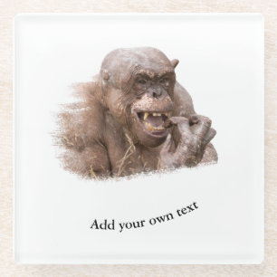 Posavasos De Vidrio Jambo The Hairless Chimp (cambiar a su propio text