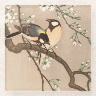 Posavasos De Vidrio Japonés asiático Ohara Koson pájaro carbonero pája